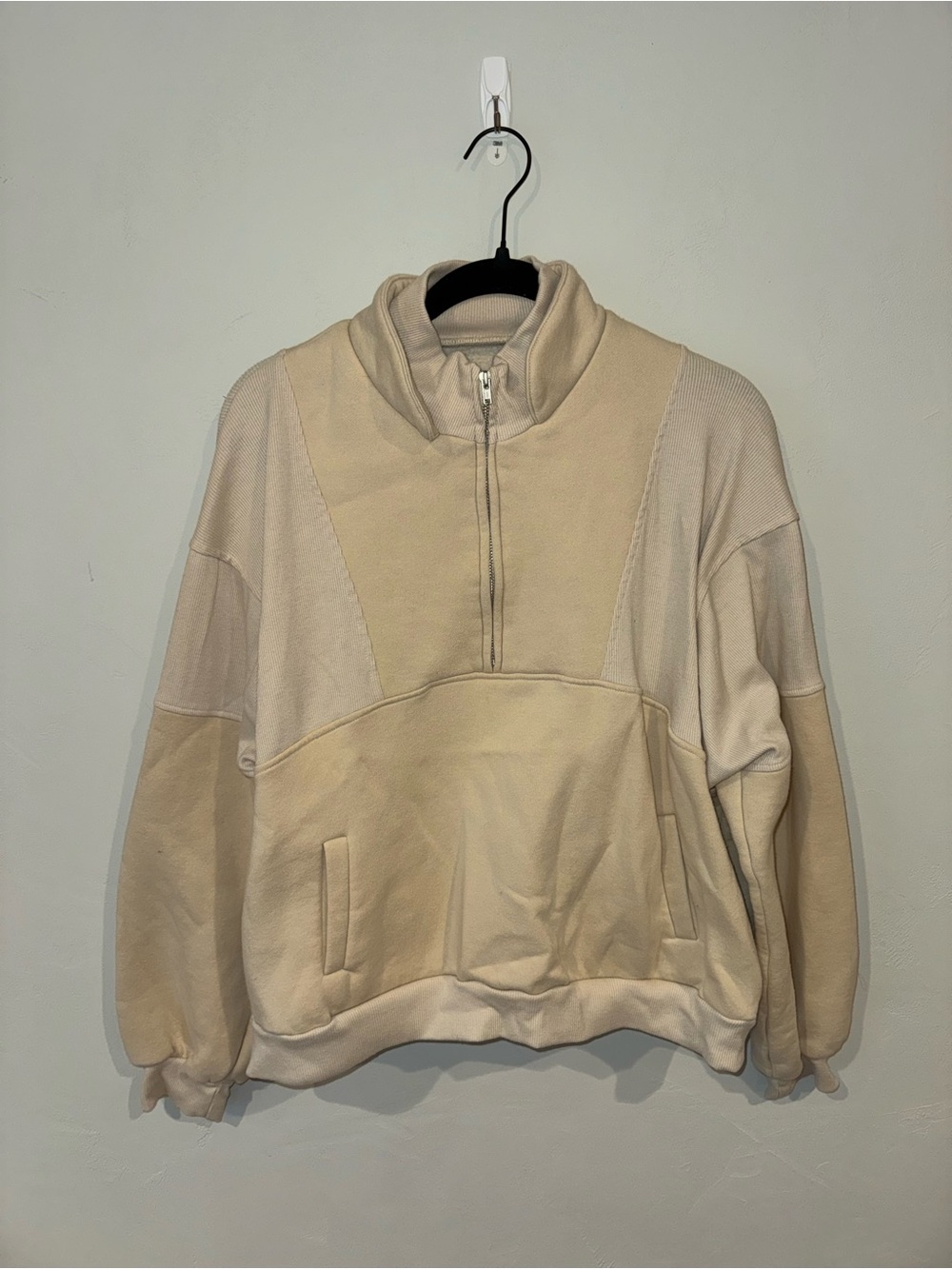 Women's Cream Half-Zip Cowl Pullover Sweater
